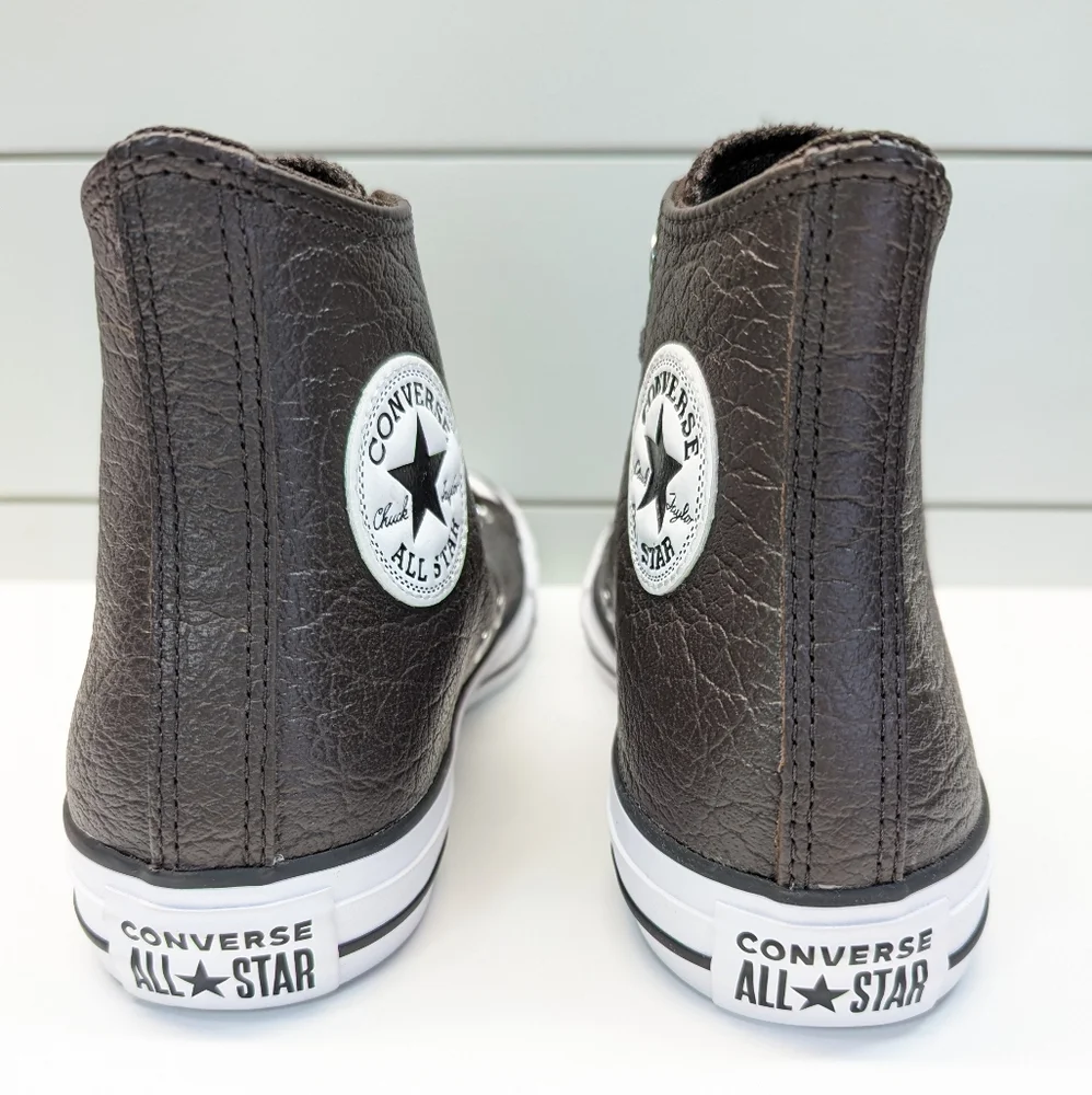 Converse Chuck Taylor All Star Tumbled Hi Velvet Brown Leather Sneakers Men's 6